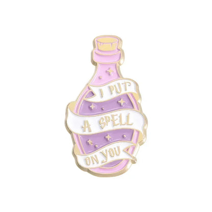 My Broom is in The Shop Brooch Enamel Pins Funny Text Magic Bottle Brooches Lapel Badges Backpack Jewelry Fan Gift Wholesale