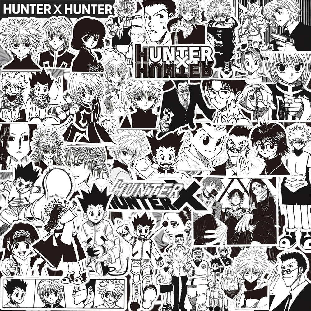 70pcs Black White HUNTERxHUNTER Japanese Anime Stickers GON FREECSS Decals Skateboard Laptop Car Decoration Sticker Kids Toys