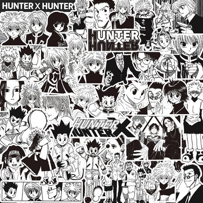 70pcs Black White HUNTERxHUNTER Japanese Anime Stickers GON FREECSS Decals Skateboard Laptop Car Decoration Sticker Kids Toys