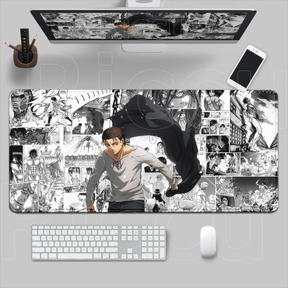 New HD Printing Attack on Titan Anime Desk Mat Large Lock Edge Mouse Pad Computer Mousepad Gaming Laptop Keyboard Mouse Mats Rug