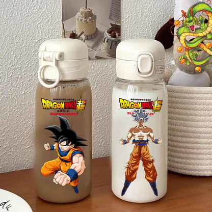 For Dragon Ball Straw Bottles 600ml Vegeta Goku Transparent Plastic Anti Drop Water Bottle Students Outdoor Capacity