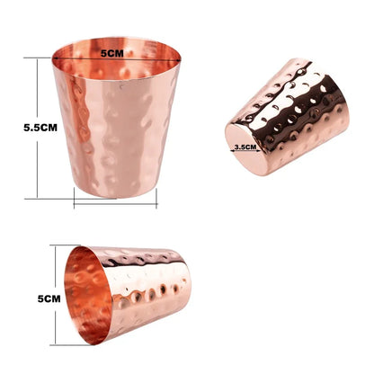 6cs 8Pcs New 100% Copper Cups Pure Solid  Moscow Mule PURE Copper Mugs-Shaped 2oz Cocktail Cups Beer Milk Mug Drinkware