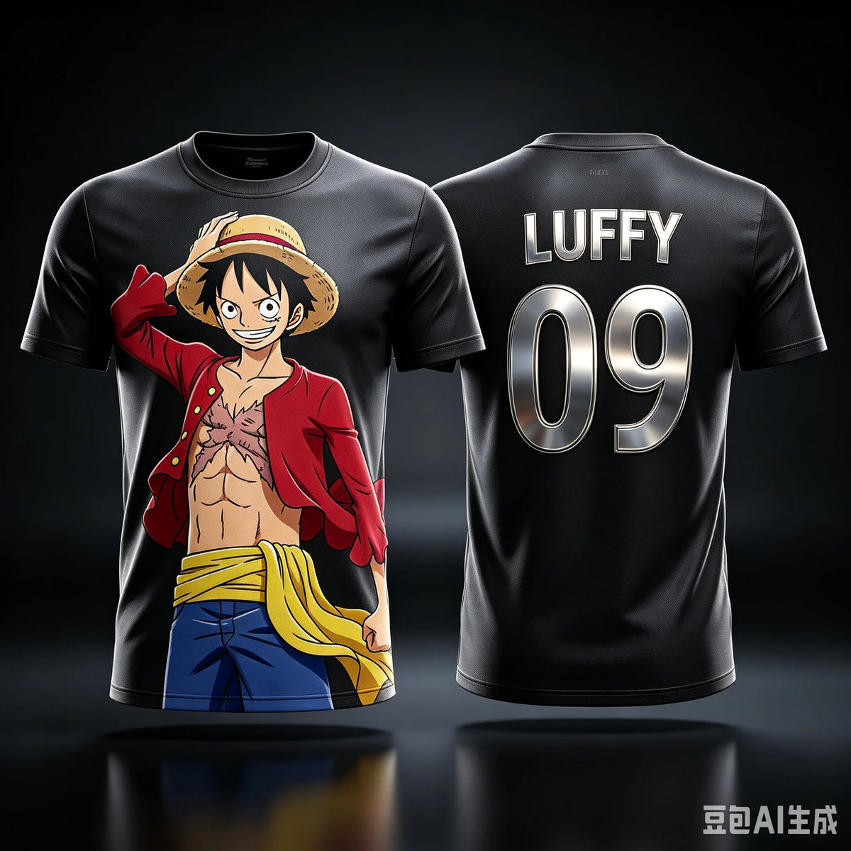 One Piece Monkey D. Luffy Spain National Team 3D Quick Dry T-Shirt for Men Women Kids Anime Football Fan Tee Outdoor Sportswear