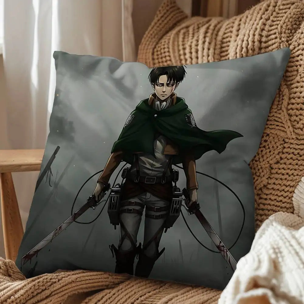 Eren Yeager Attack on Titan Print Throw Pillow Cover Square Cushion Case for Living Room Bedroom Decor