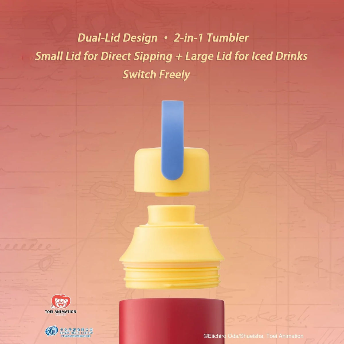 1pc Officially Licensed ONE PIECE Luffy & Zoro Dual-Lid Vacuum Tumbler Set | Dual-Drink Design Portable Insulated Cup Anime Gift