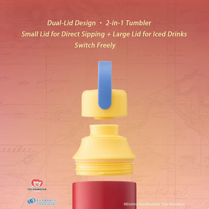 1pc Officially Licensed ONE PIECE Luffy & Zoro Dual-Lid Vacuum Tumbler Set | Dual-Drink Design Portable Insulated Cup Anime Gift