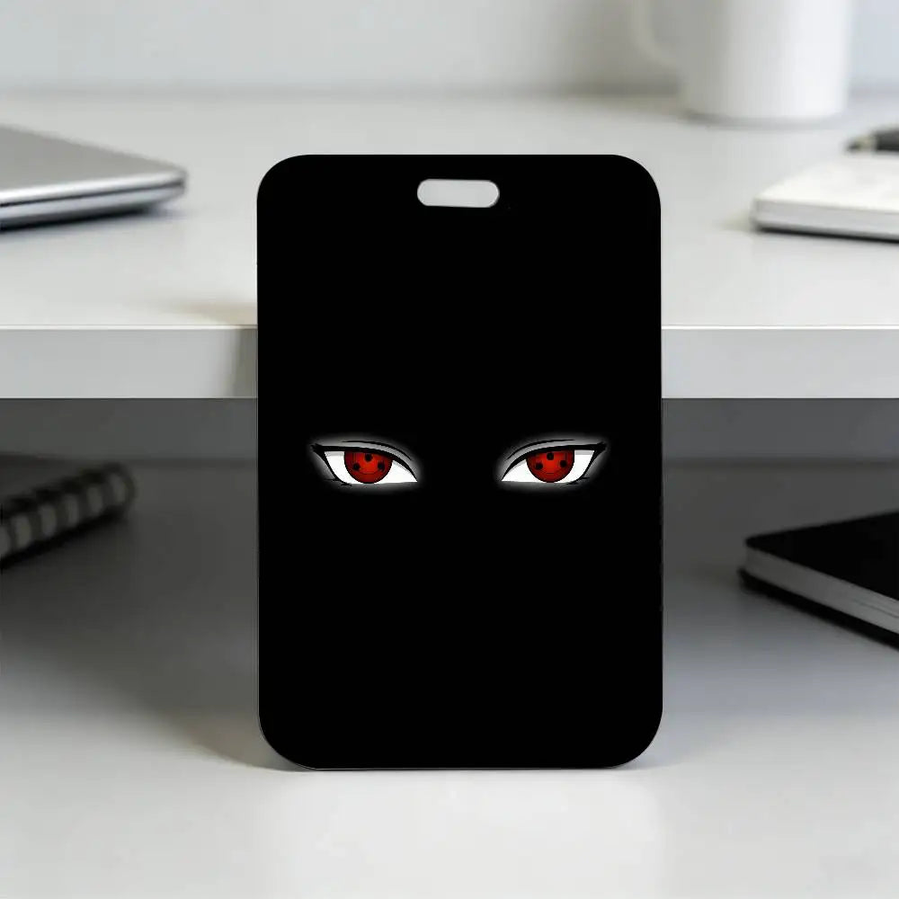Anime N-NARUTO Akatsuki Itachi Sharingan Transparent Card Holder Employee Plastic Slide Cover Lanyard Work Business ID Bag Bus