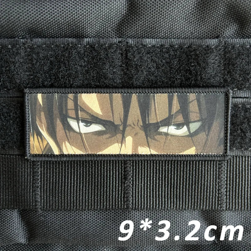 Levi Ackerman Eyes Morale Badge Hook and Loop Attack on Titan Anime Patch Printing Commander Tactical Military Backpack Sticker