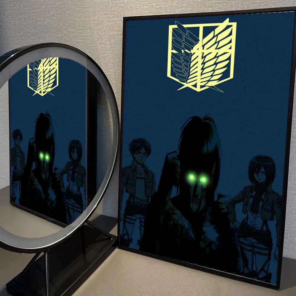 1pc Anime Attack On Titan Poster Self-adhesive Art Waterproof Paper Sticker Coffee House Bar Room Wall Decor
