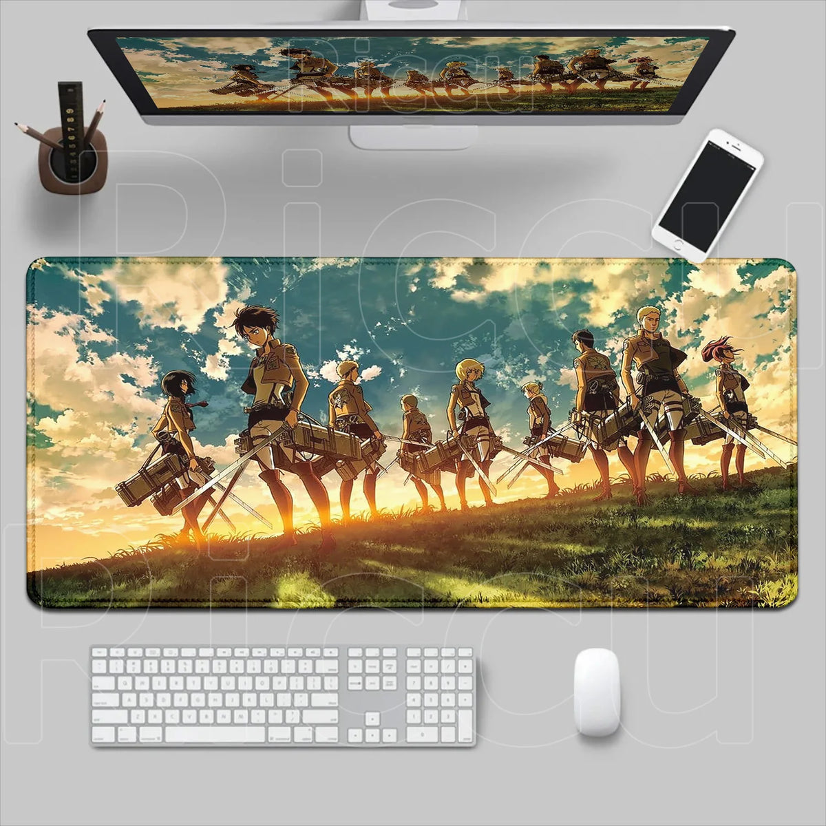 New HD Printing Attack on Titan Anime Desk Mat Large Lock Edge Mouse Pad Computer Mousepad Gaming Laptop Keyboard Mouse Mats Rug