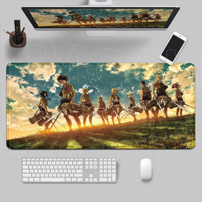 New HD Printing Attack on Titan Anime Desk Mat Large Lock Edge Mouse Pad Computer Mousepad Gaming Laptop Keyboard Mouse Mats Rug