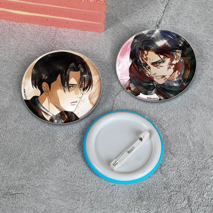 Eren Levi Armin Arlert Erwin Cartoon Badge Attack on Titan Brooches on Backpack Clothes Handmade Round Pins for Gift Accessory