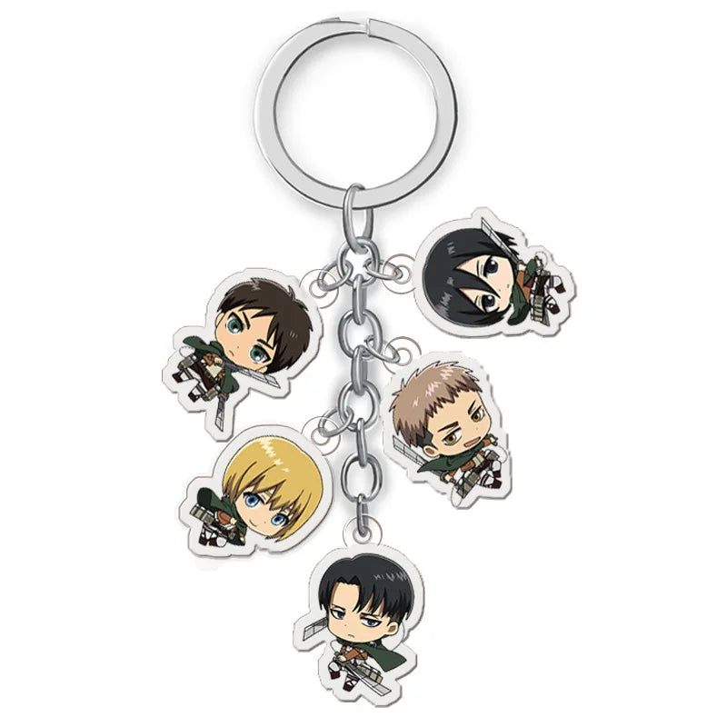 Attack on Titan Anime Keychain Set of 5 Double Sided Transparent Acrylic Hanging Pendant Accessories Gift for Fans Collection