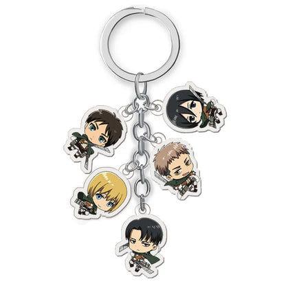 Attack on Titan Anime Keychain Set of 5 Double Sided Transparent Acrylic Hanging Pendant Accessories Gift for Fans Collection