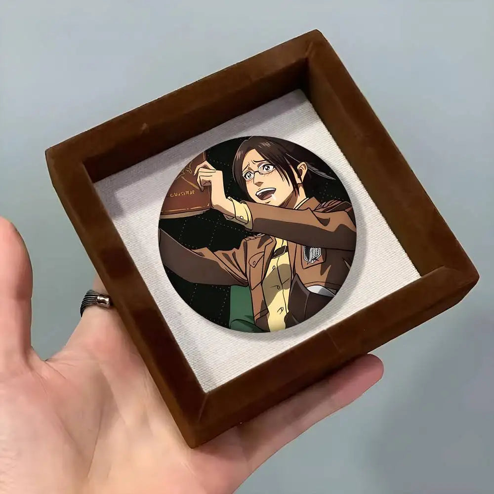 1pc Hange Zoe Attack On Titan Anime Cartoon Style Badge Brooches On Backpack Decoration Round Enamel Pins For Accessorys