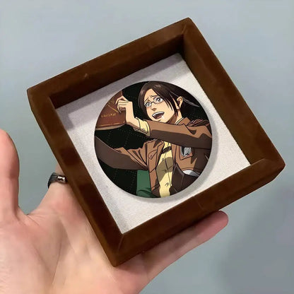 1pc Hange Zoe Attack On Titan Anime Cartoon Style Badge Brooches On Backpack Decoration Round Enamel Pins For Accessorys
