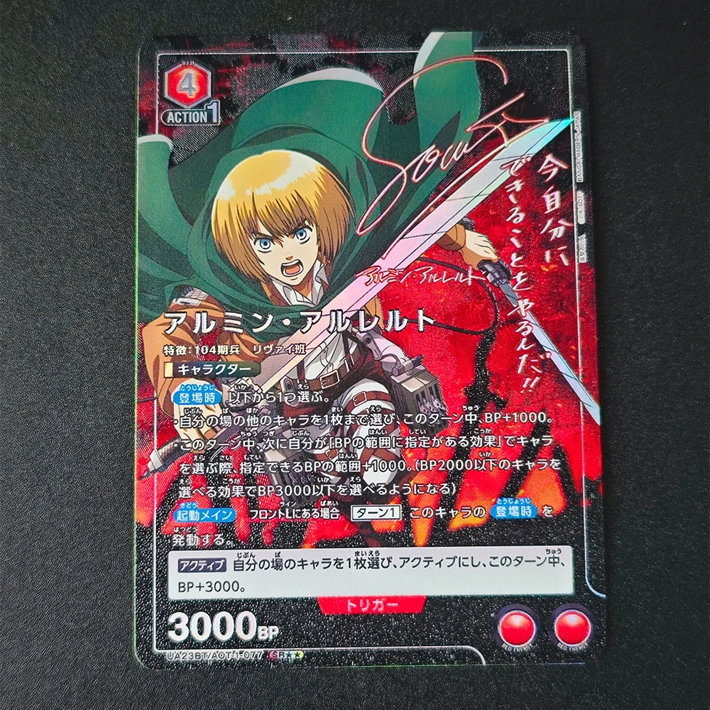 Anime Union Arena Collection Card Attack On Titan Mikasa Ackerman Armin Arlert SR Signed Card Refractive Flash Card Textured