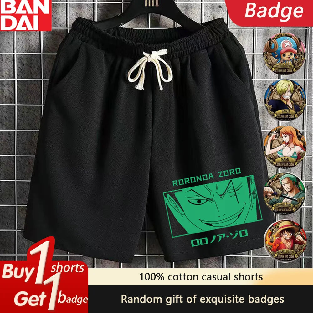 New Men's One Piece Luffy Roronoa Zoro Print Summer Men's Shorts Sport Five-Point Shorts Oversized Casual  Gym Quick-drying Pant