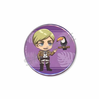 Attack on Titan Lapel Pins Creative Round Brooch Eren Yeager Levi Mikasa Cartoon Badge Pin Hat Clothes Accessories Jewelry Gift