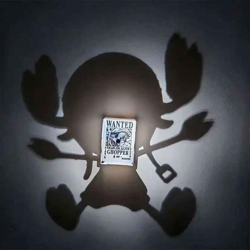 Anime WANTED Luffy Zoro Lamp One Piece Sanji Projector Wall Lamp Creativity Shadow Night Light Model Decoration Collection Toy