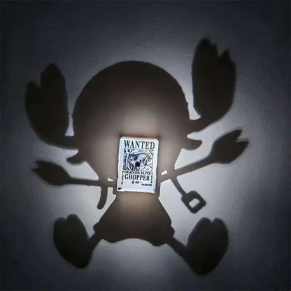 Anime WANTED Luffy Zoro Lamp One Piece Sanji Projector Wall Lamp Creativity Shadow Night Light Model Decoration Collection Toy