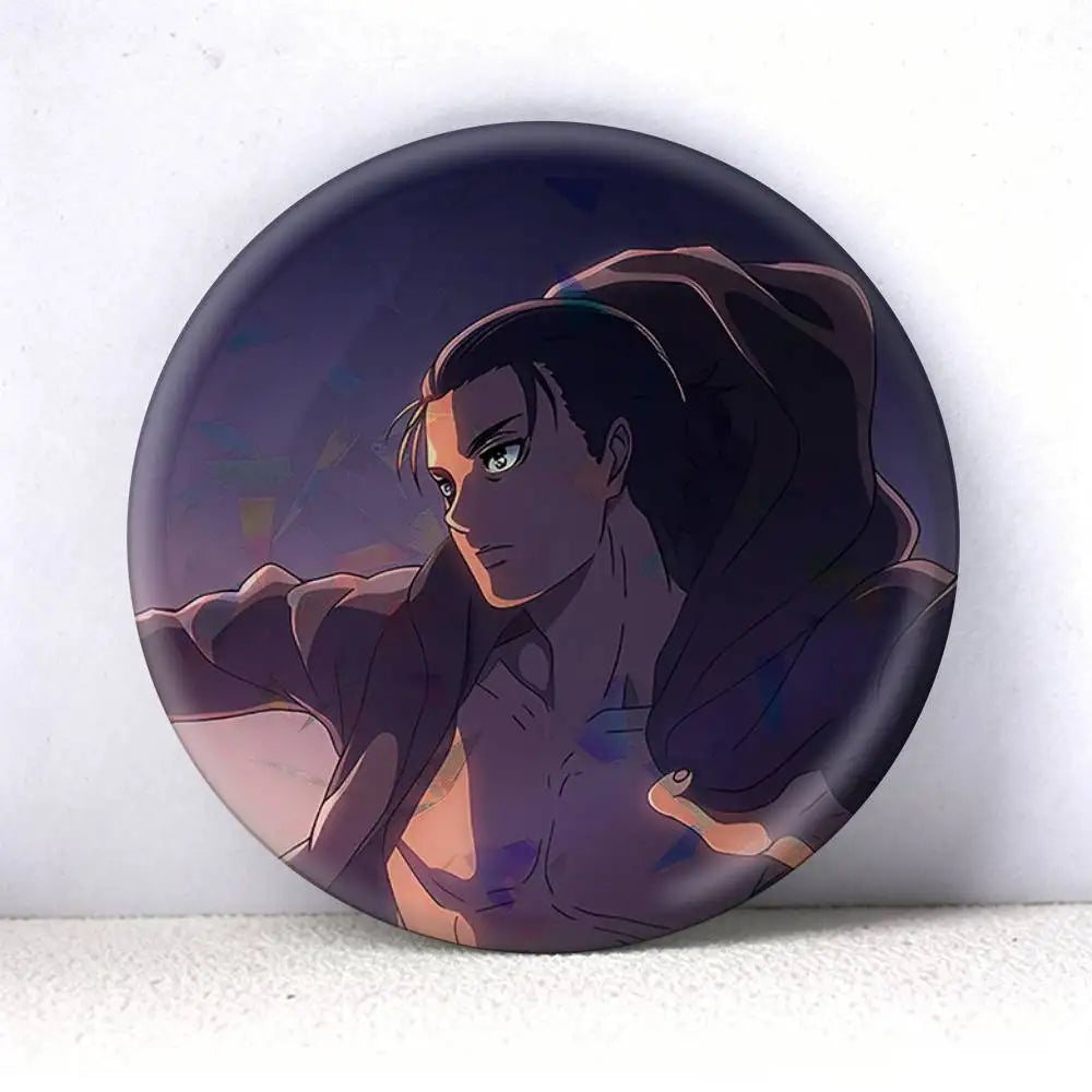 Attack on Titan Eren Yeager Anime   75mm 44mm 25mm Brooch Backpack Hat Pins Accessories Toys Badge