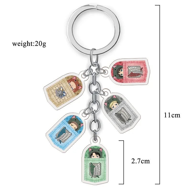 Attack on Titan Anime Acrylic Double Sided Transparent Keychain Set of 5 Pendant Hanging Accessories for Fans Collection Gift