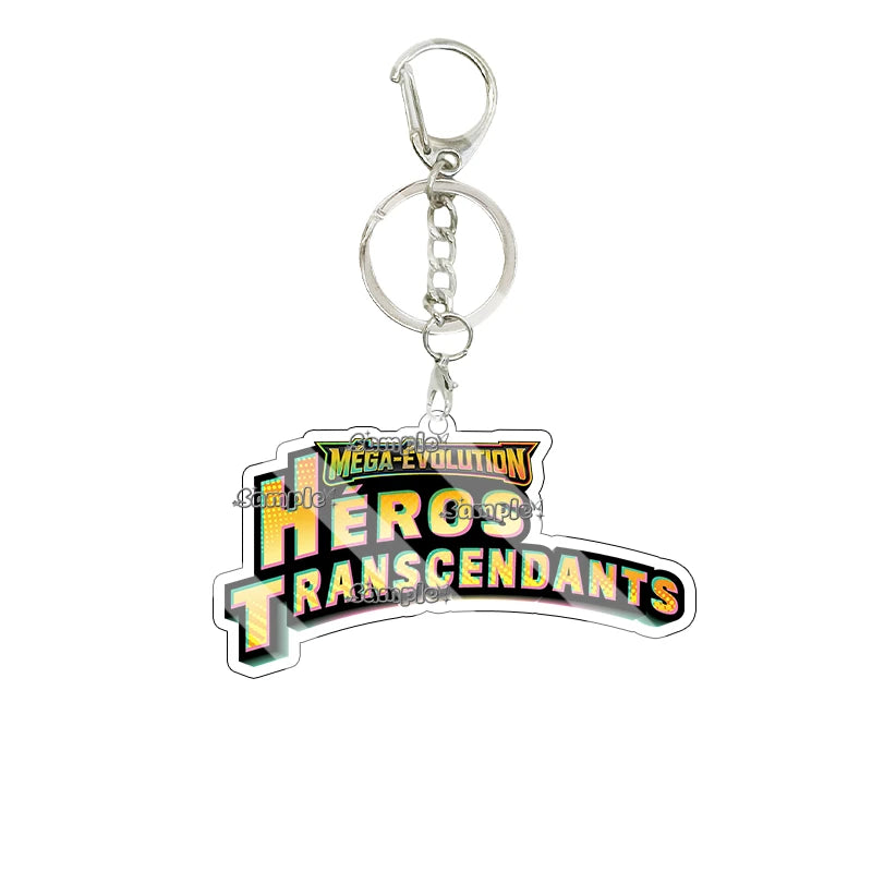 Anime French Version Mega Evolution TCG Logo Pocket Monsters 5cm Acrylic Keychain Creative Small Card Bag Pendant Decoration Toy