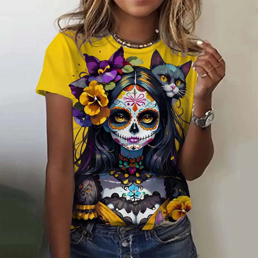 Day Of The Dead Skull Oversized T-Shirt