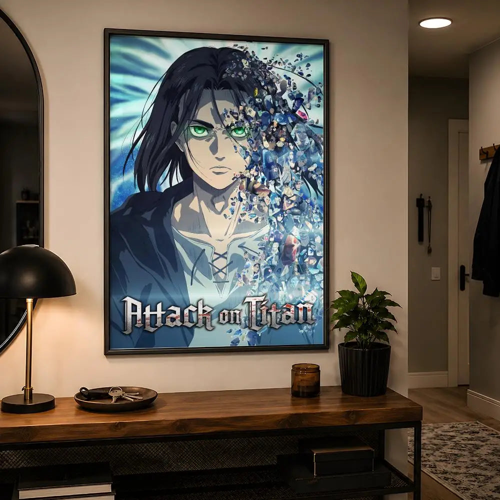 Anime Attack On Titan Eren Yeager Poster Peel And Stick Wall Art PP Waterproof HD Bedroom Living Room Home Decor Gift