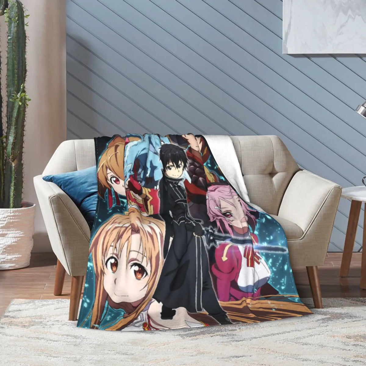 Sword Art Online Kirito Asuna Throw Blanket