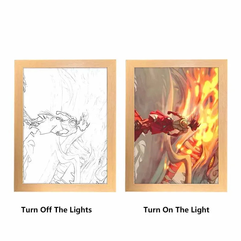 Bandai One Piece Luffy Zoro Creative Photo Frame Night Light Toy Anime Character Cartoon Gift Table Lamp Night Light Painting