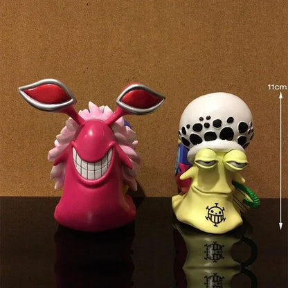 11cm Anime One Piece  Luffy & Ace Trafalgar Law + Doflamingo Den Den Mushi Telephone PVC Figures Toys Brinquedos
