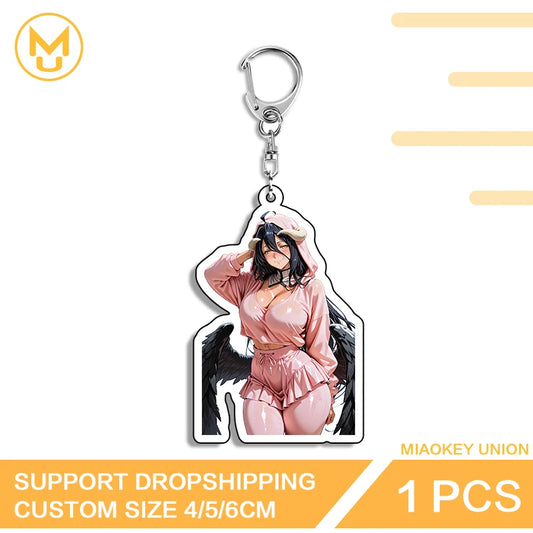 Pretty Waifu Albedo Edgy Exquisite Enchanting Double Sided Acrylic Key Chains Glaring Transparent Multi Function Keyring