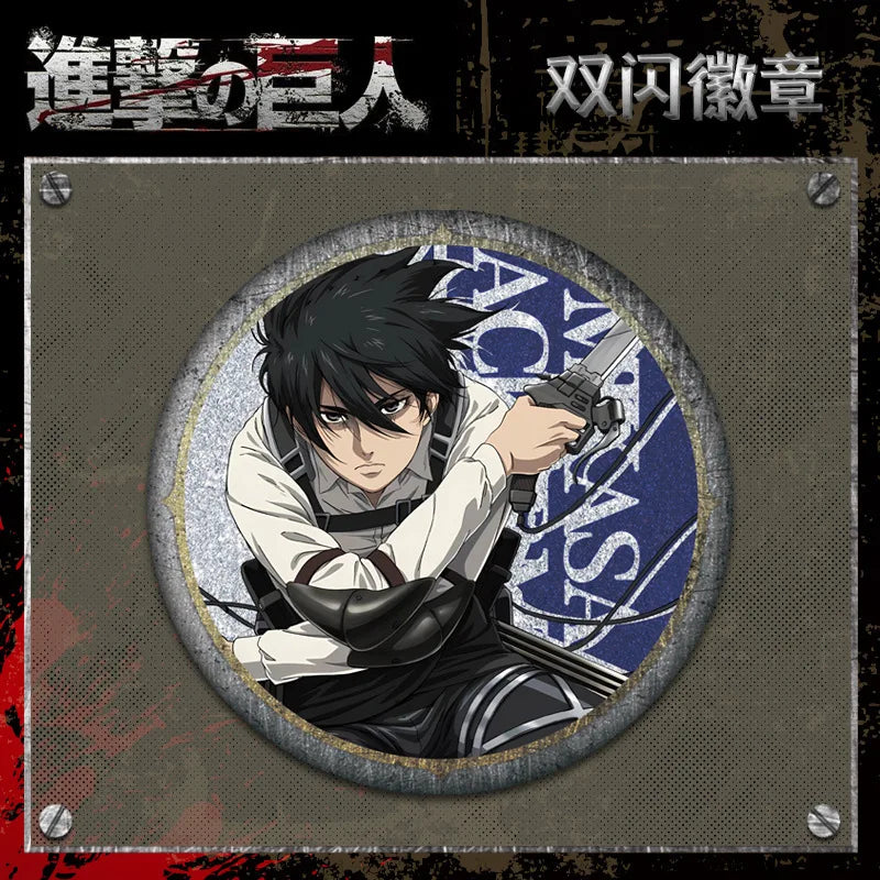 Attack on Titan 58 Badge Plain Glossy Film 58 Pin Anime Eren Yeager Ackerman Merchandise Souvenirs Collectibles Action Figures