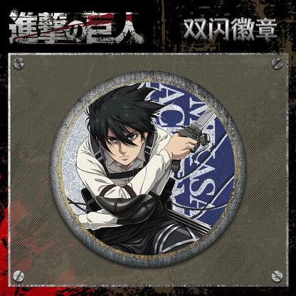 Attack on Titan 58 Badge Plain Glossy Film 58 Pin Anime Eren Yeager Ackerman Merchandise Souvenirs Collectibles Action Figures