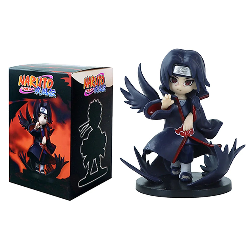 Popular Naruto Anime Figure Random Blind Box Doll Q Version Cute Uchiha Sasuke Figurine Car Decoration Collection Model Toy