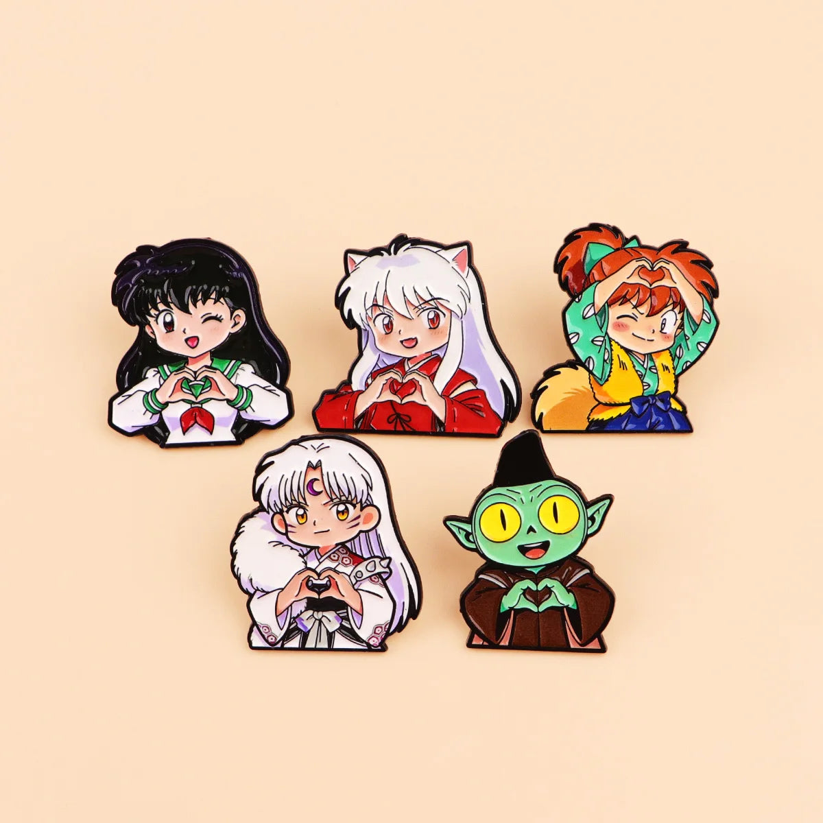 Anime Characters Heart Enamel Pin