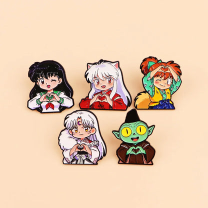 Anime Characters Heart Enamel Pin