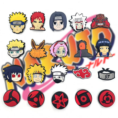 1/20pcs Naruto Anime Cartoon Shoe Charms PVC Decor for Clogs Bubble Slides Garden Sandals Kids Party Birthday Gifts