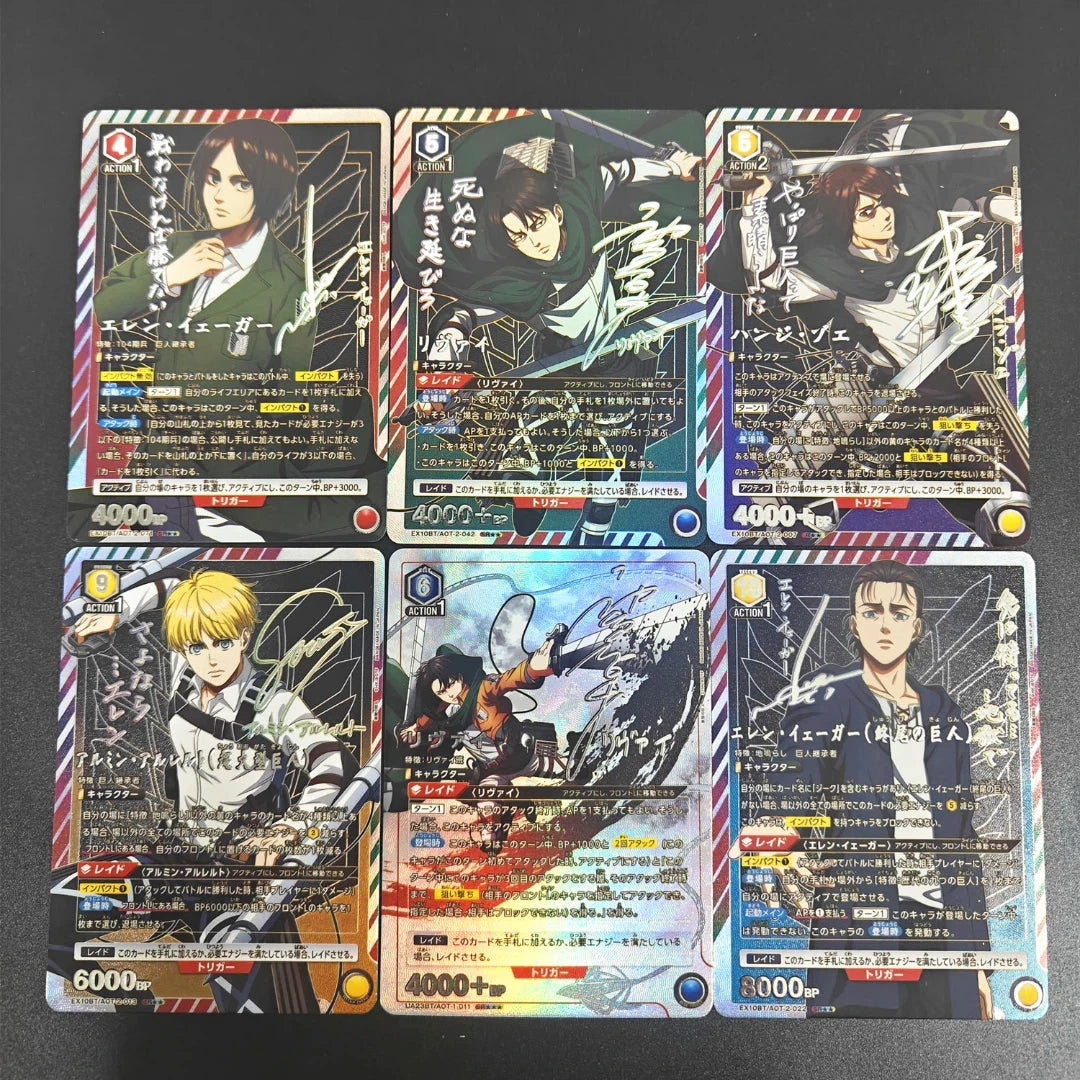 Proxy Union Arena Attack on Titan Action Points Eren & Levi con Bonus Jean Card Nuevo Japan Card Gold Rare Signed TCG Anime Card