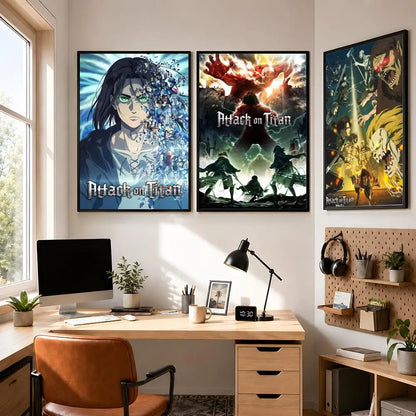 Anime Attack On Titan Eren Yeager Poster Peel And Stick Wall Art PP Waterproof HD Bedroom Living Room Home Decor Gift