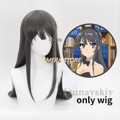 Anime Sakurajima Mai Cosplay Costume Rascal Does Not Dream of Bunny Girl Senpai Mai Sakurajima Cosplay Wig Bunny Ears Headwear