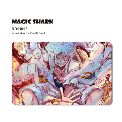 Magic Shark Luffy Zorro Ace Skull Anume Holographic Shinny Laser Sticker Film Skin for Credit Debit Card