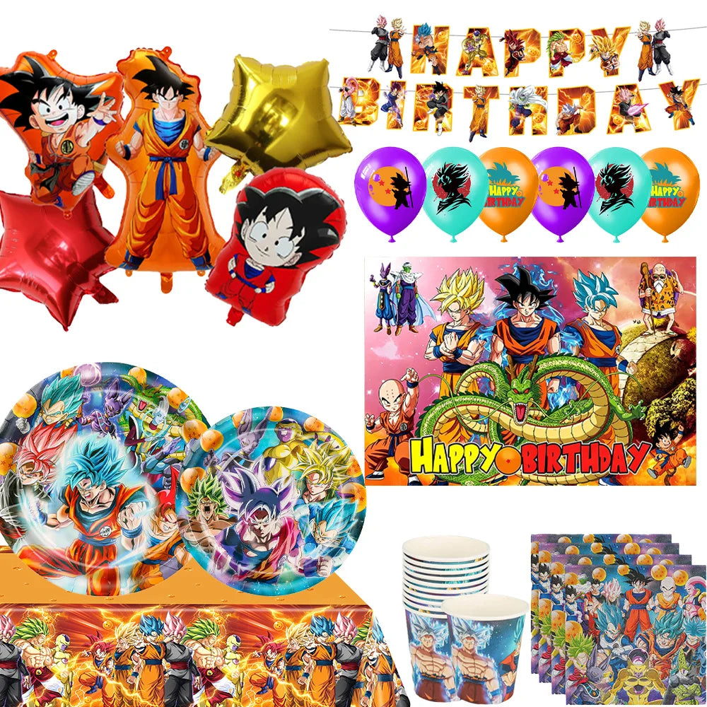 Dragon Ball Birthday Party Decorations Party Supplies Tablecloths Paper Cup Plates Napkin Gift Bags Banners Baby Birthday Shower