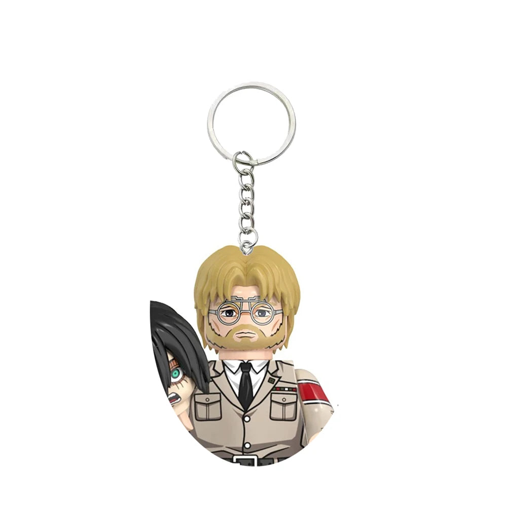 New Attack on Titan Minifigure Keychain Shingeki No Kyojin Eren Levi Mikasa Anime Action Figures Toys for Kids Gift