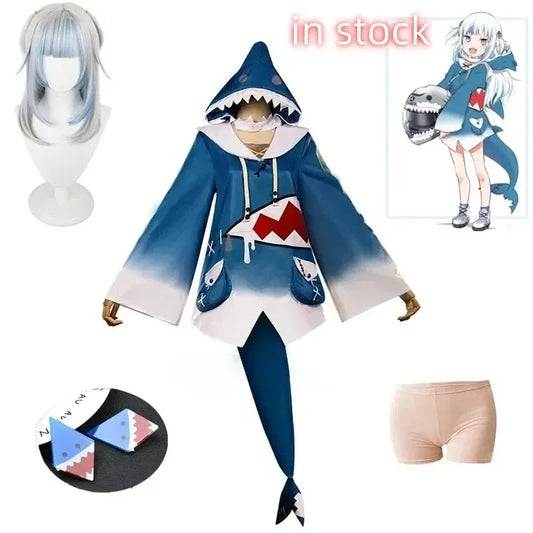 Hololive ENG Gawr Gura Cosplay Costume Cute Shark Costume Hoodie
