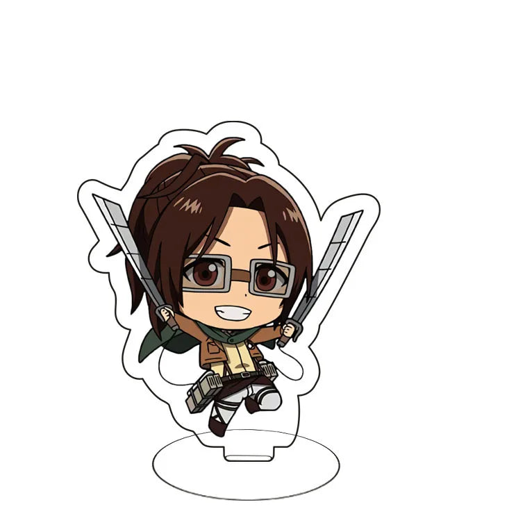 Attack On Titan Eren Yeager Mikasa Ackerman Armin Arlert Merchandise Acrylic Mini Figure Display Stand Model Plate Keychain