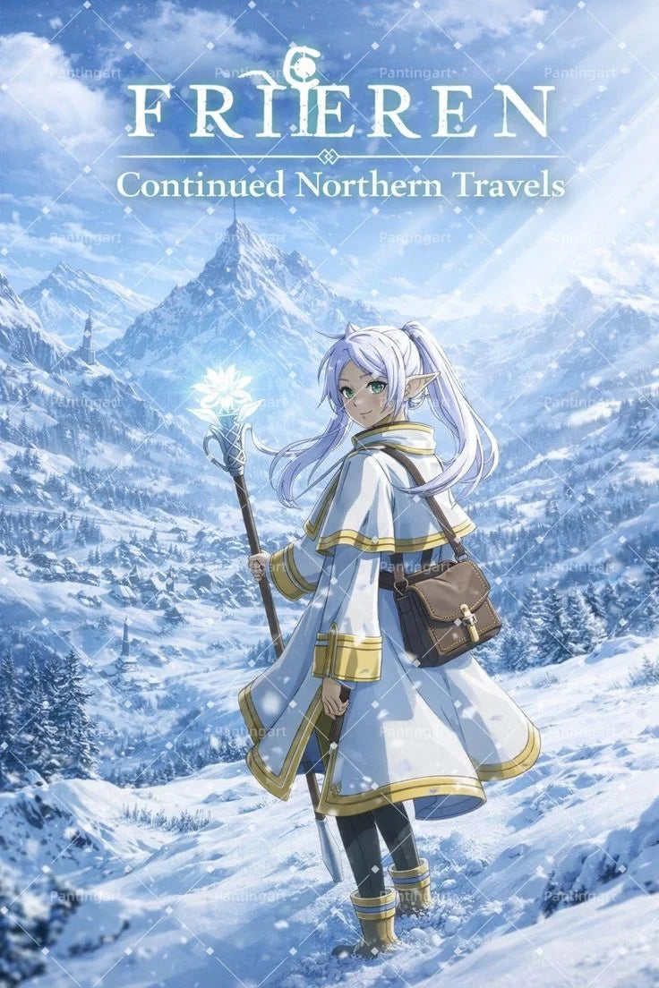 Magic Fantasy F-Frieren Beyond Journeys End Anime Canvas Painting Classic Elf Magic Girl Manga Art Poster Teens' Room Home Decor