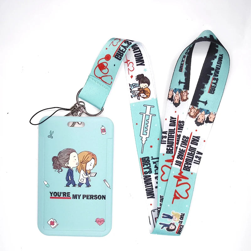100 Styles Anatomy Credential Holder Keychains Neck Lanyard Pass Card Anime Credit Card Holder Keychain Straps Wholesale
